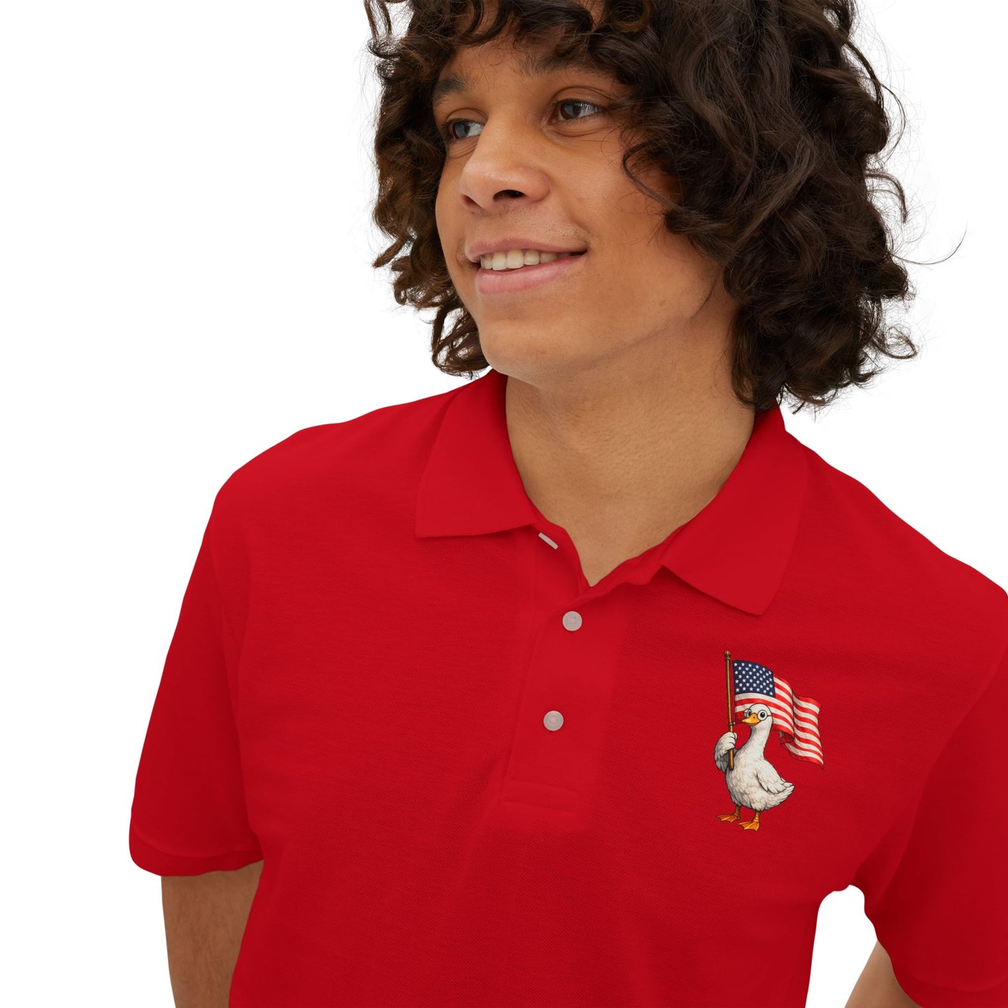 Patriotic Polo Shirt – Men’s Embroidered American Flag Chest Pocket T-Shirt