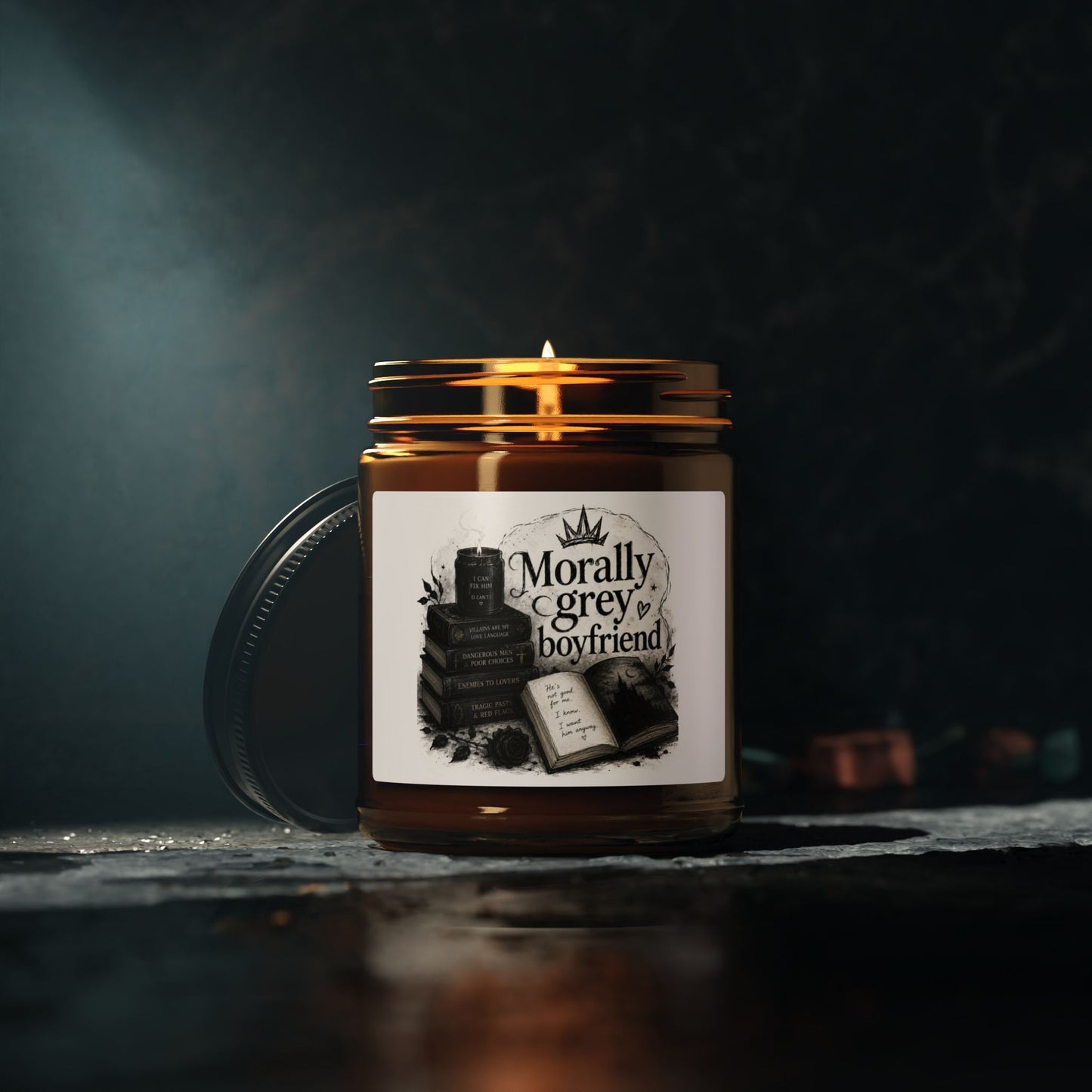 Morally Grey Boyfriend Scented Soy Candle — Amber Jar