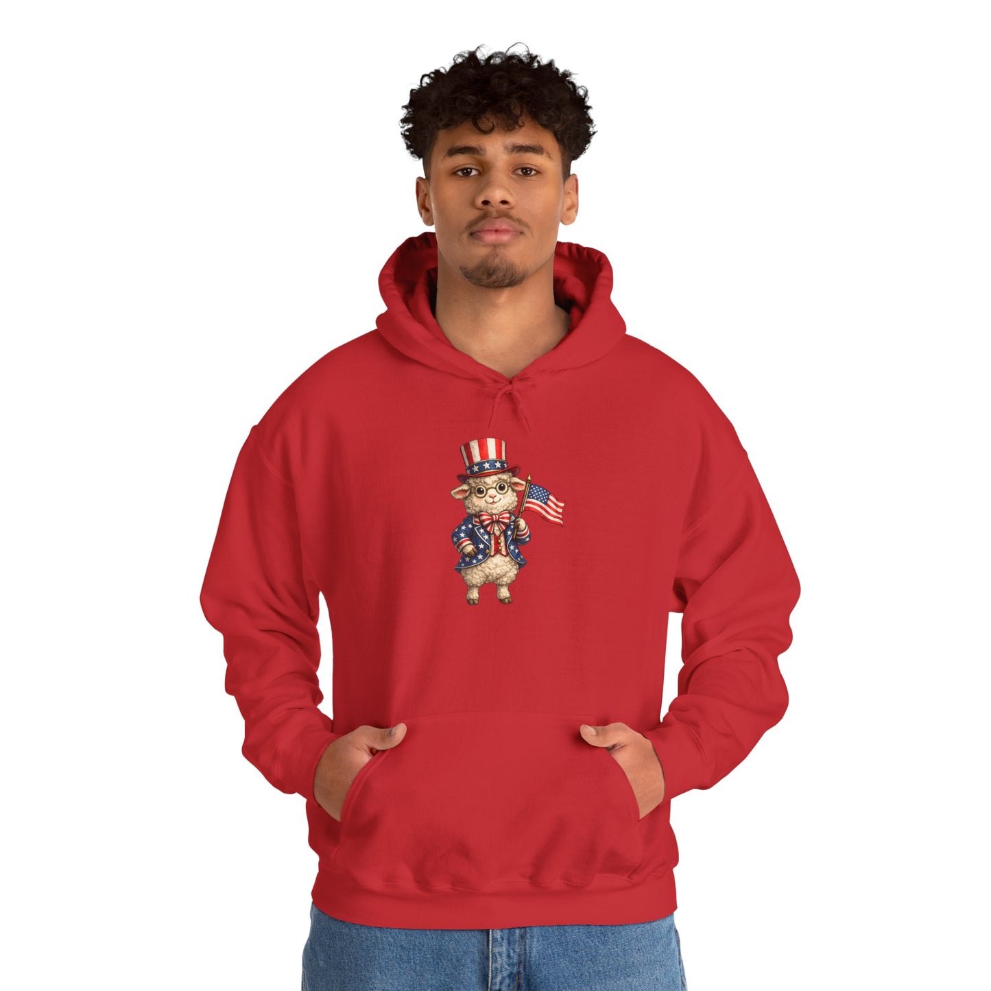 Patriotic Sheep Hoodie — Vintage Uncle Sam Sheep Holding American Flag