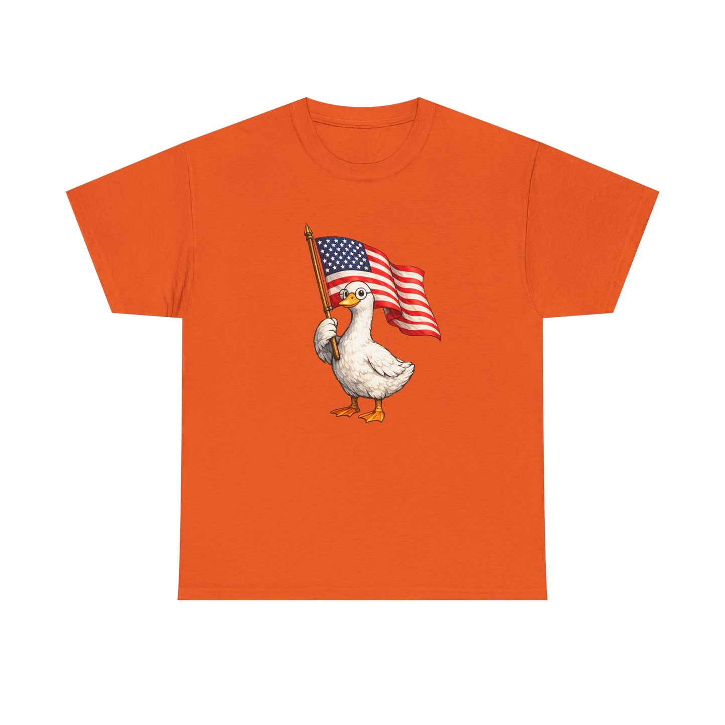 Patriotic Duck T-Shirt – Cute Duck Holding American Flag, 4th of July Tee