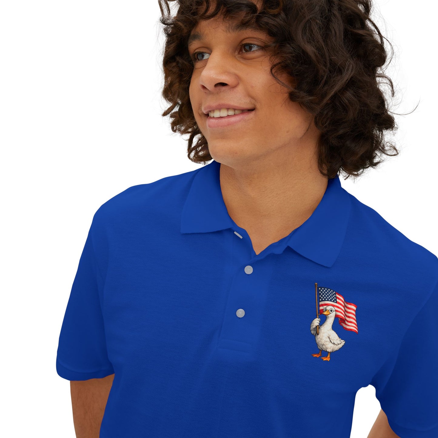 Patriotic Polo Shirt – Men’s Embroidered American Flag Chest Pocket T-Shirt