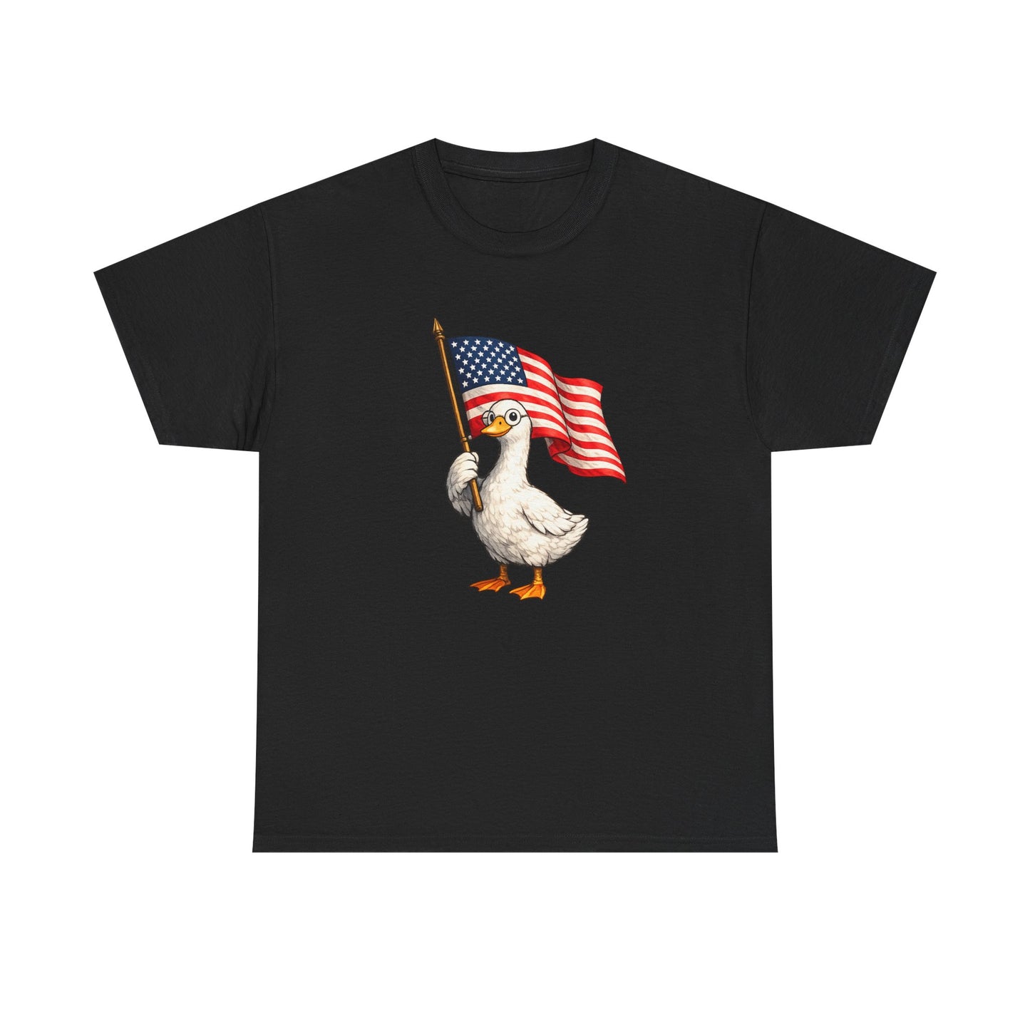 Patriotic Duck T-Shirt – Cute Duck Holding American Flag, 4th of July Tee