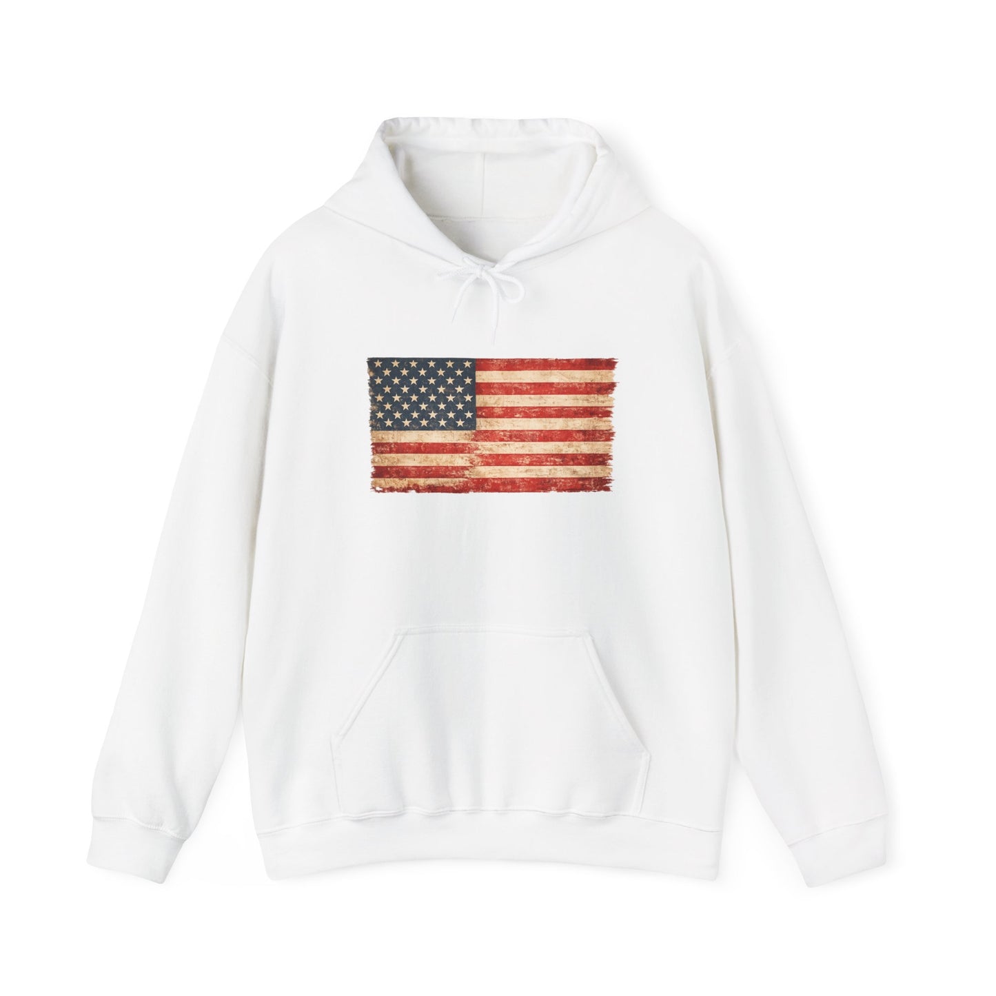 Vintage American Flag Hoodie - Distressed USA Patriotic Pullover