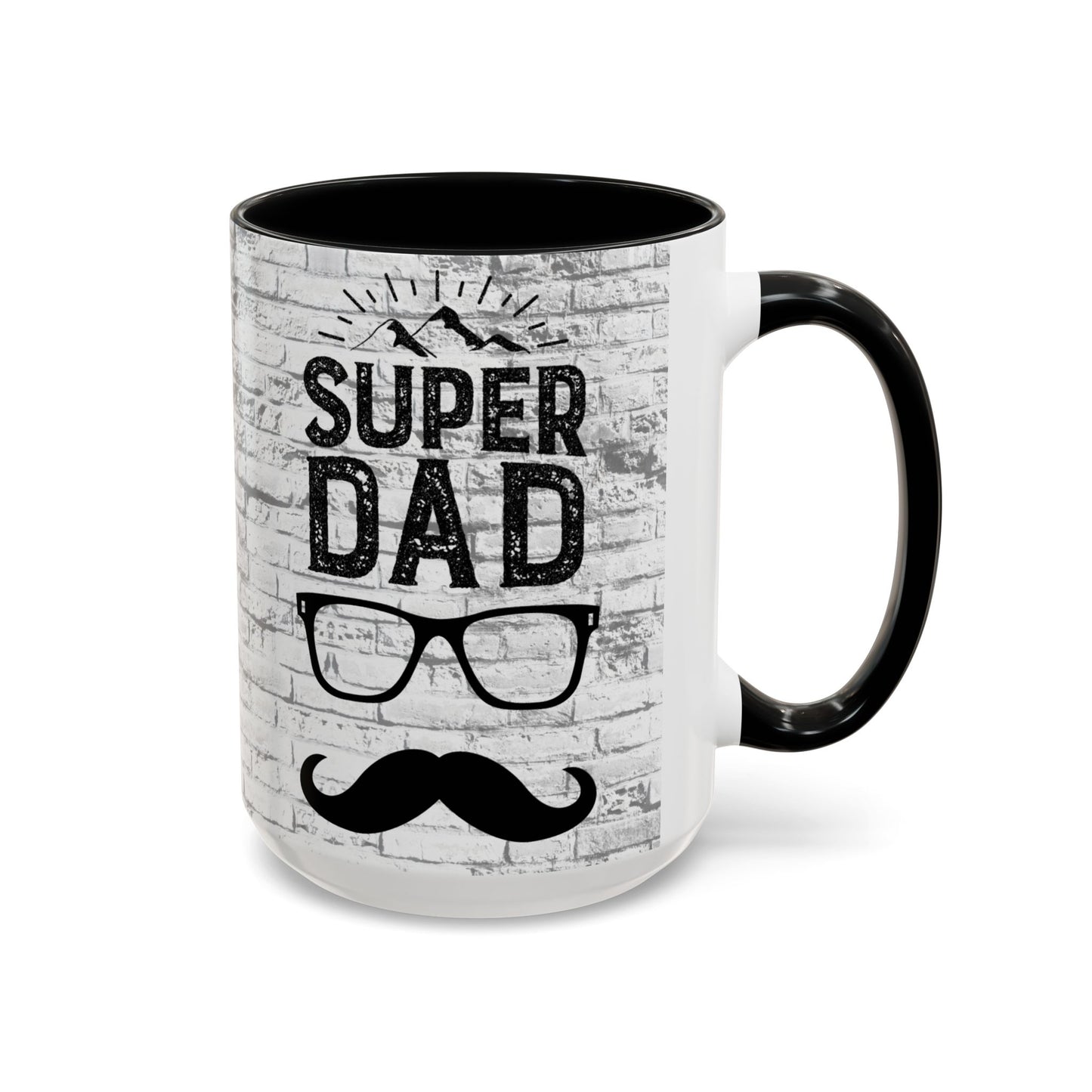 Super Dad Accent Coffee Mug — Father’s Day Mustache & Glasses 11/15oz