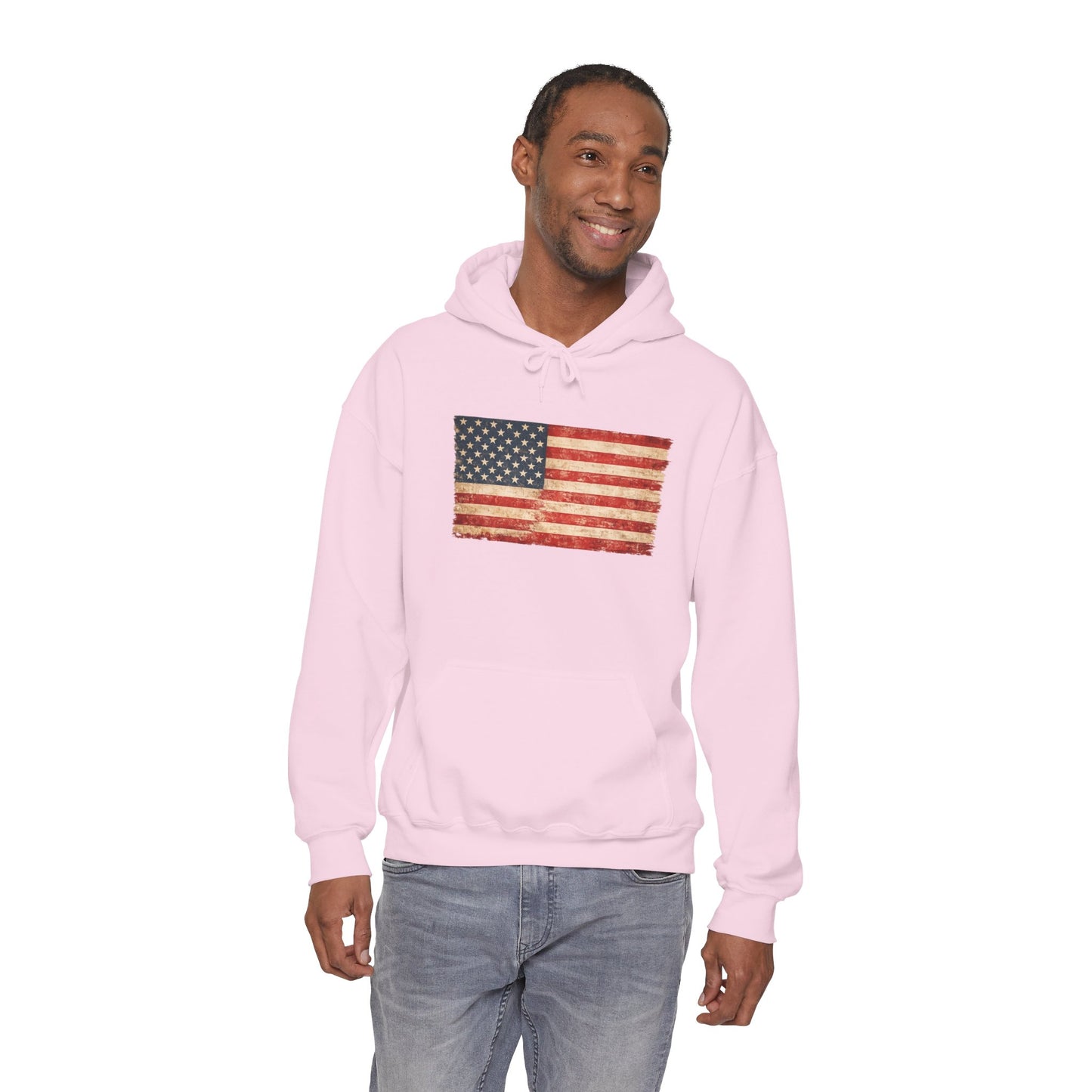 Vintage American Flag Hoodie - Distressed USA Patriotic Pullover