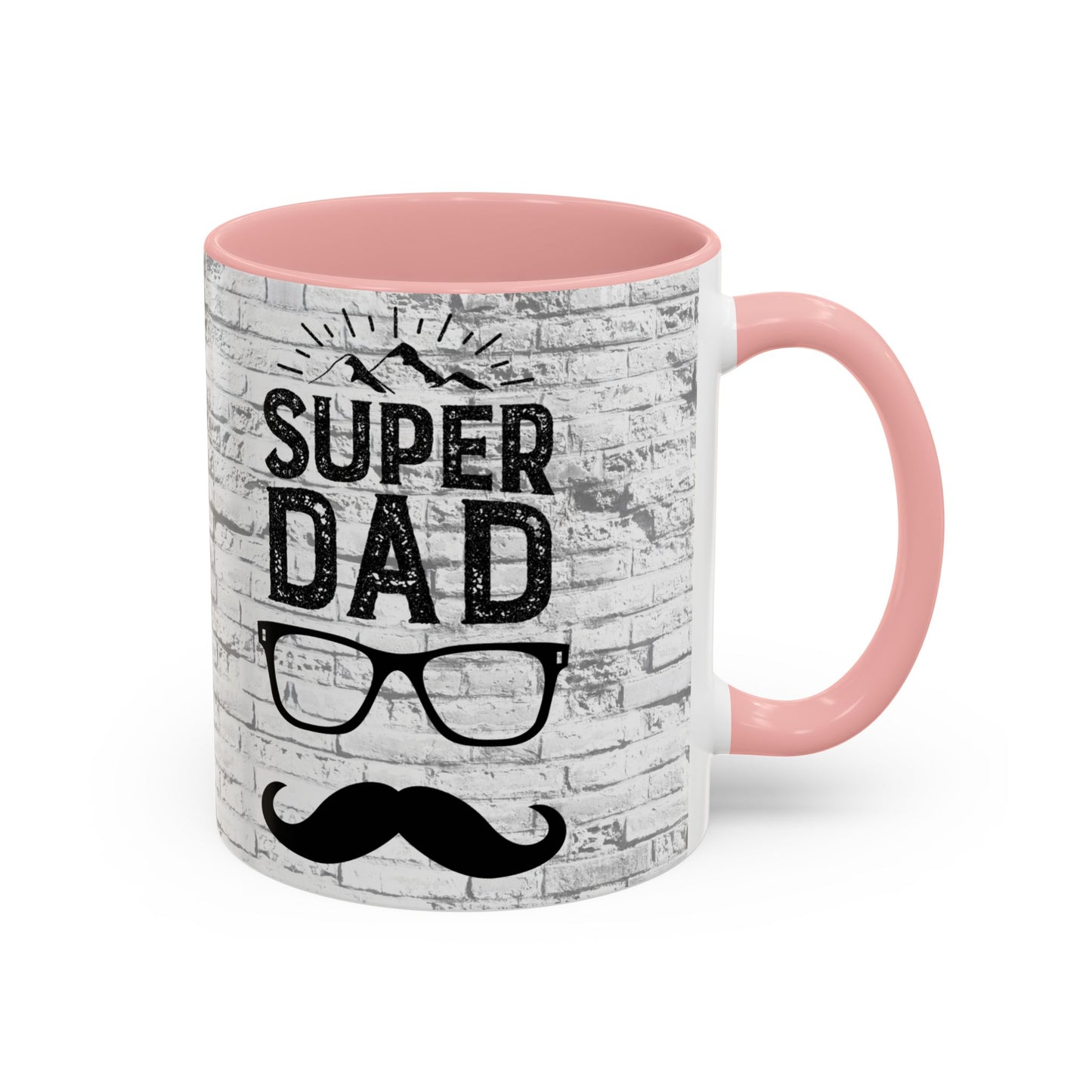 Super Dad Accent Coffee Mug — Father’s Day Mustache & Glasses 11/15oz