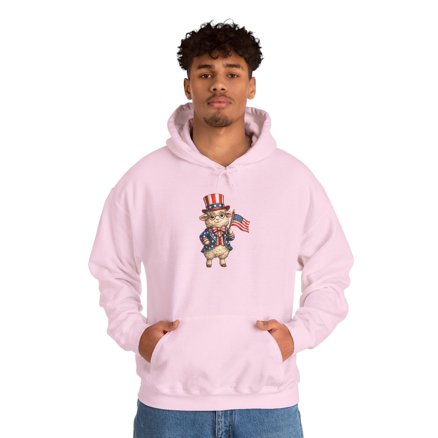 Patriotic Sheep Hoodie — Vintage Uncle Sam Sheep Holding American Flag