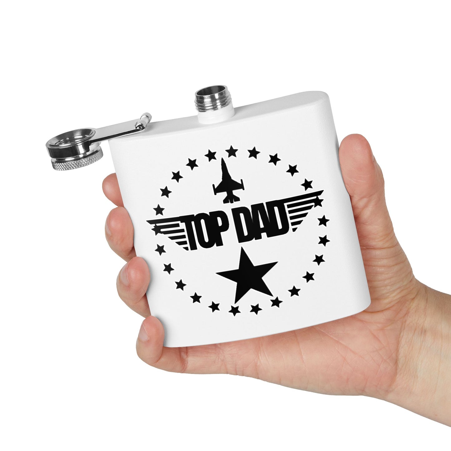 Top Dad Stainless Steel Flask — 6oz Military Pilot Gift for Father’s Day