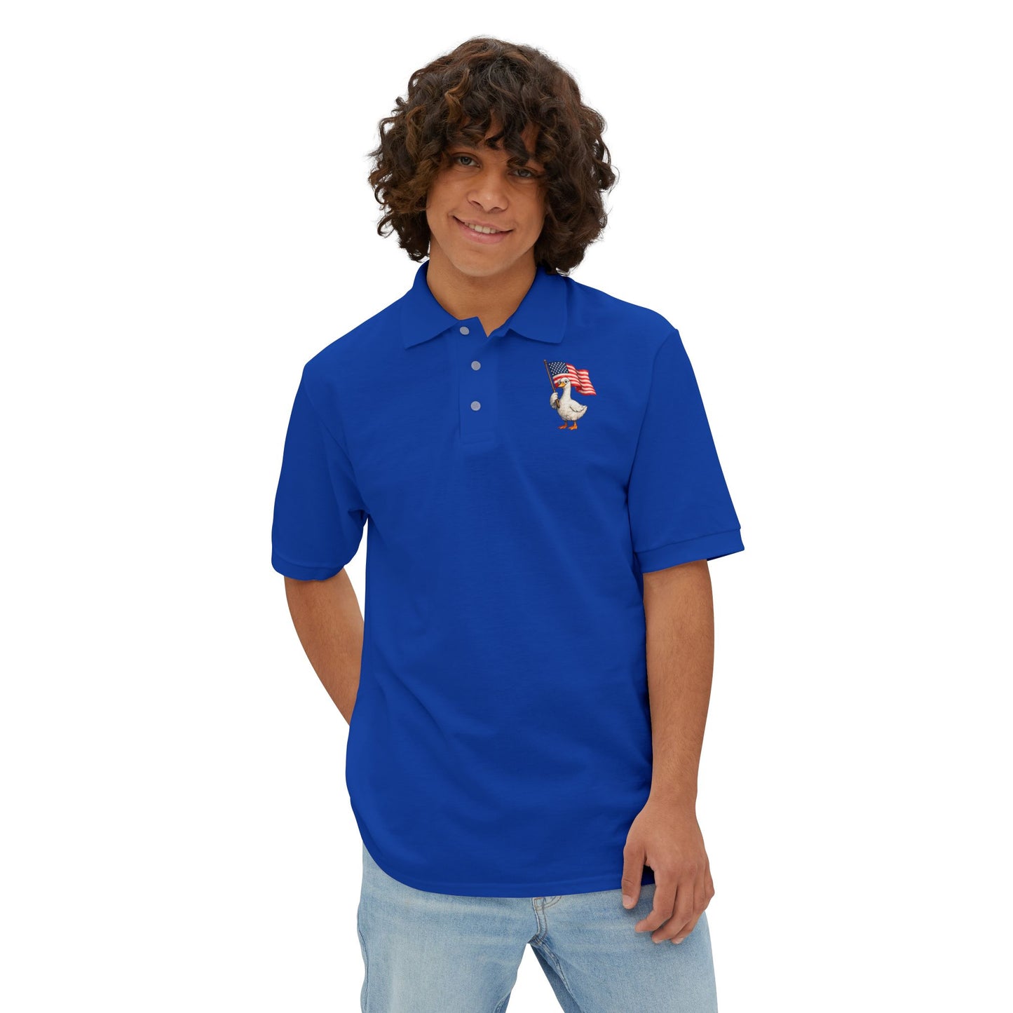 Patriotic Polo Shirt – Men’s Embroidered American Flag Chest Pocket T-Shirt