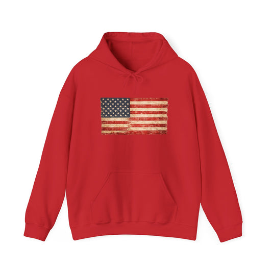 Vintage American Flag Hoodie - Distressed USA Patriotic Pullover