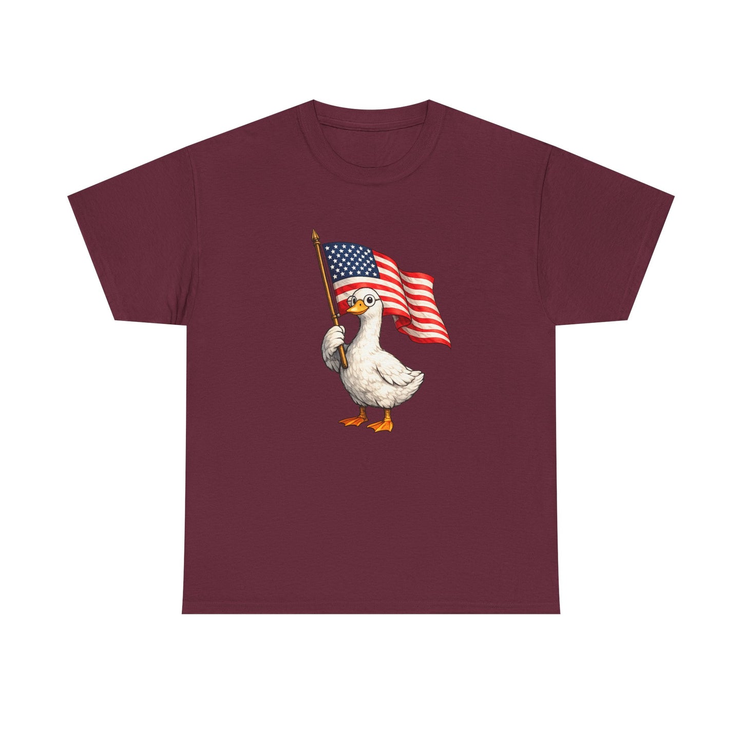 Patriotic Duck T-Shirt – Cute Duck Holding American Flag, 4th of July Tee