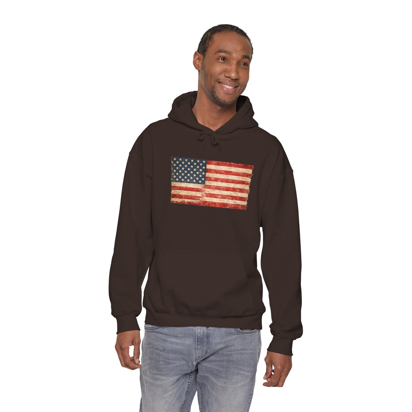 Vintage American Flag Hoodie - Distressed USA Patriotic Pullover