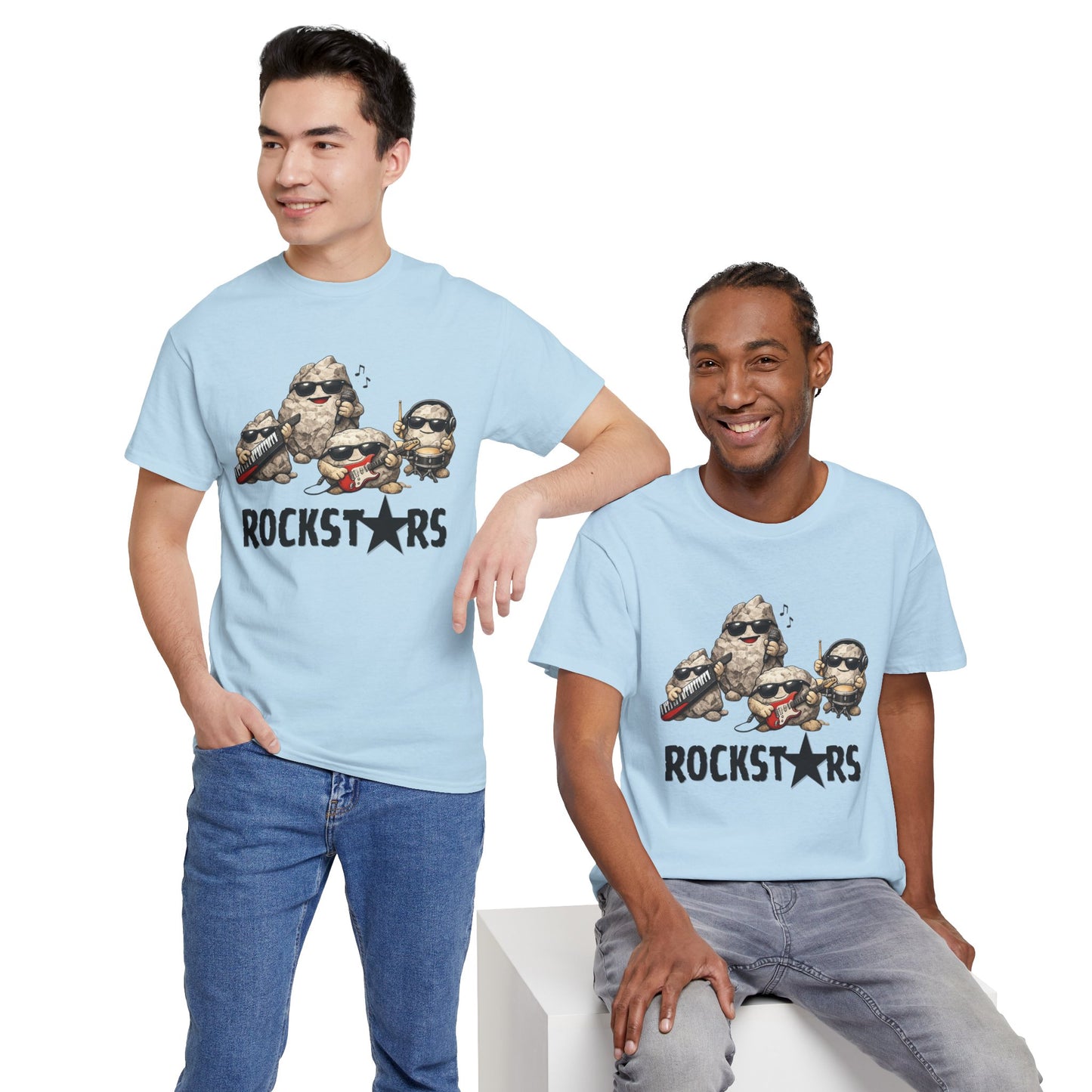 Rockstars Band Tee — Cute Cartoon Rocks Graphic T-Shirt