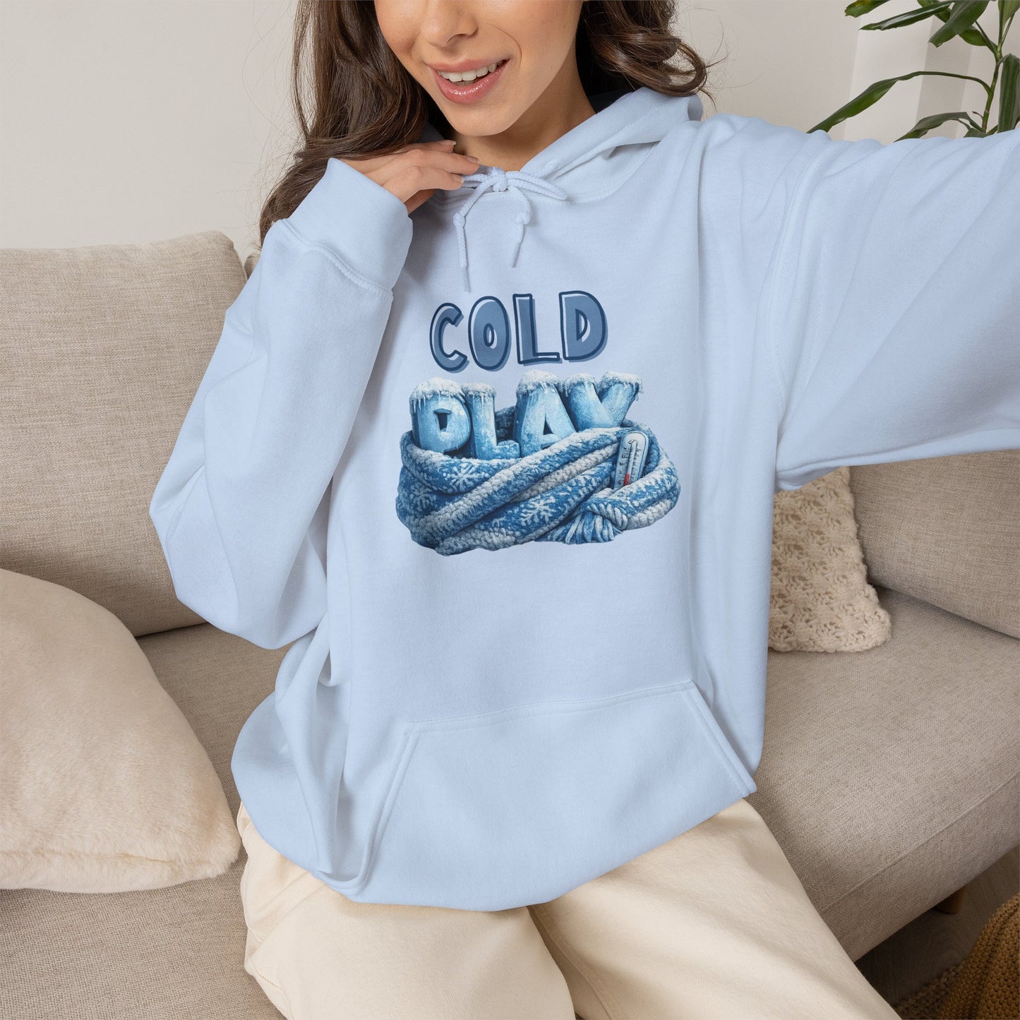 Cold Play Rope Graphic Hoodie – Blue Text & Knot Design, Cozy Band-Inspired Pullover