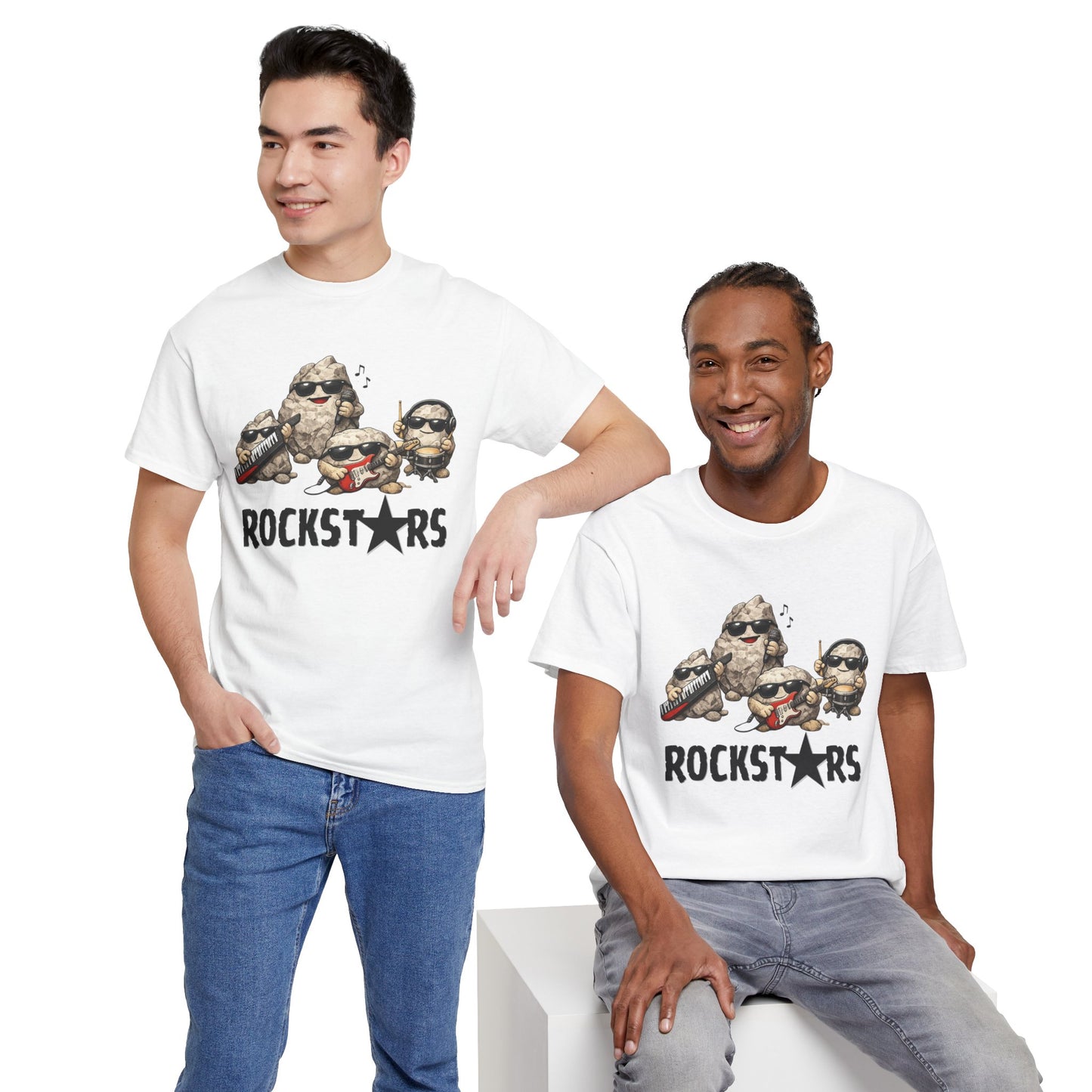 Rockstars Band Tee — Cute Cartoon Rocks Graphic T-Shirt