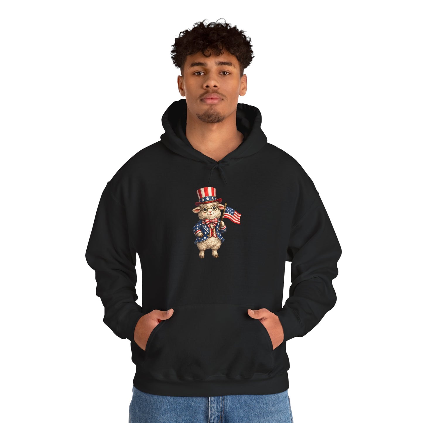 Patriotic Sheep Hoodie — Vintage Uncle Sam Sheep Holding American Flag