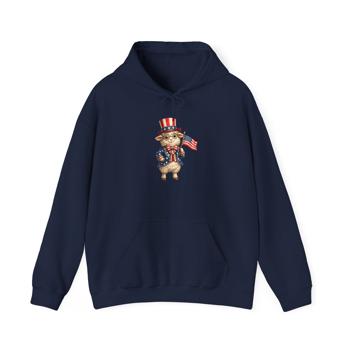 Patriotic Sheep Hoodie — Vintage Uncle Sam Sheep Holding American Flag