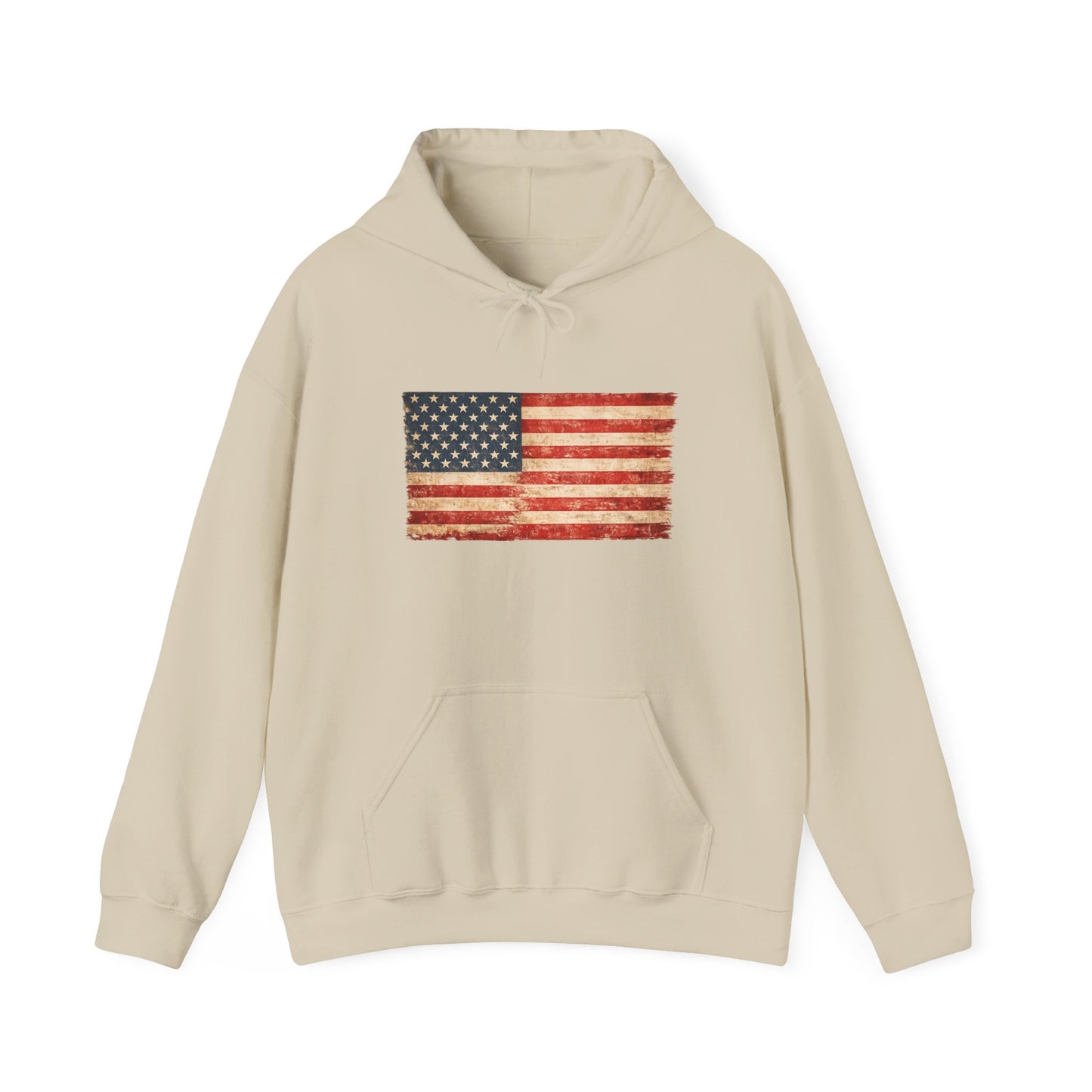 Vintage American Flag Hoodie - Distressed USA Patriotic Pullover