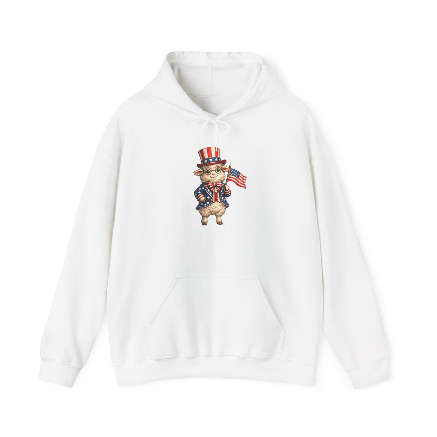 Patriotic Sheep Hoodie — Vintage Uncle Sam Sheep Holding American Flag