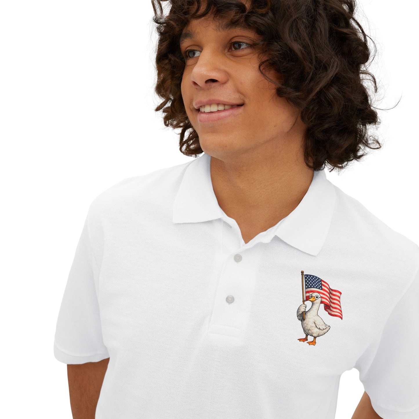 Patriotic Polo Shirt – Men’s Embroidered American Flag Chest Pocket T-Shirt