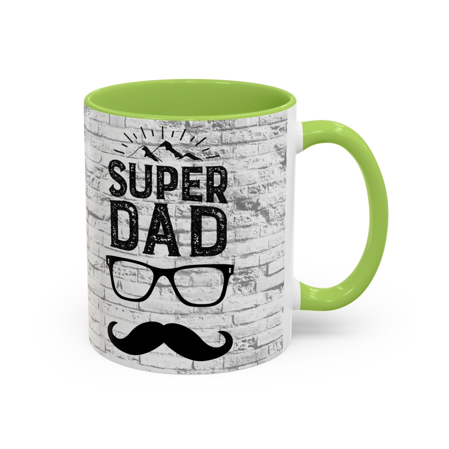 Super Dad Accent Coffee Mug — Father’s Day Mustache & Glasses 11/15oz