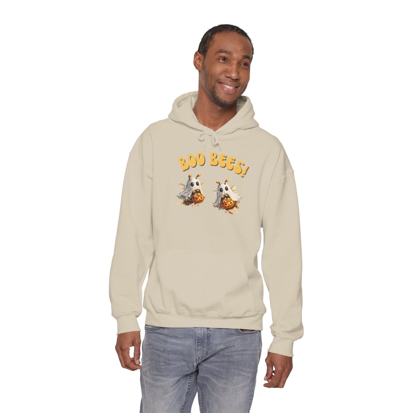 Halloween 'Boo Bees' Hoodie – Cute Ghost Bee Pumpkin Graphic Sweatshirt