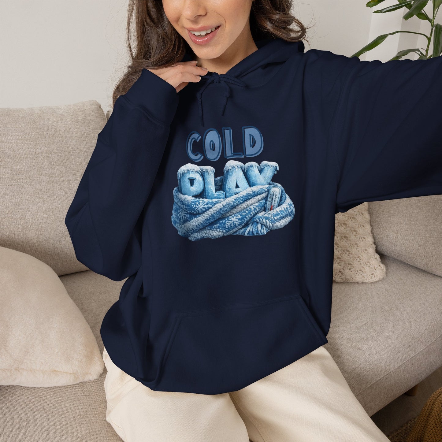Cold Play Rope Graphic Hoodie – Blue Text & Knot Design, Cozy Band-Inspired Pullover
