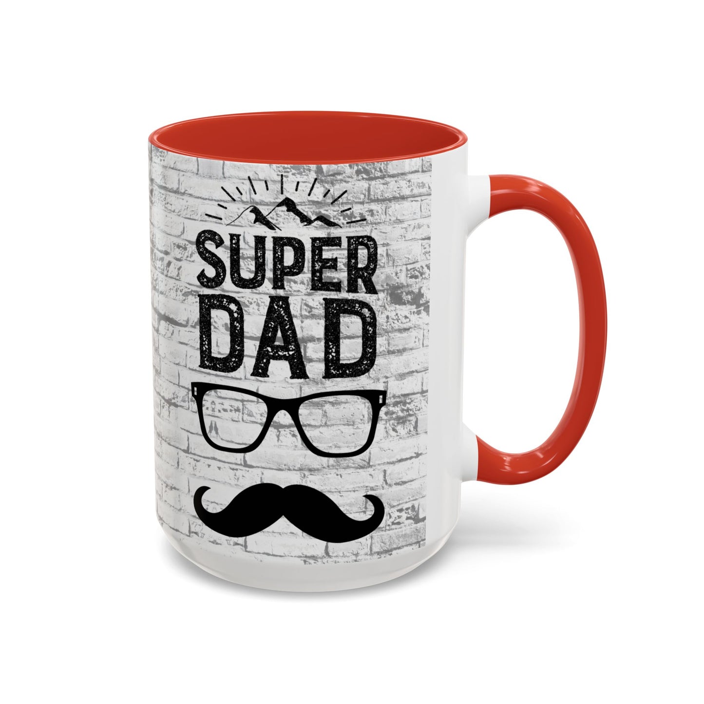 Super Dad Accent Coffee Mug — Father’s Day Mustache & Glasses 11/15oz