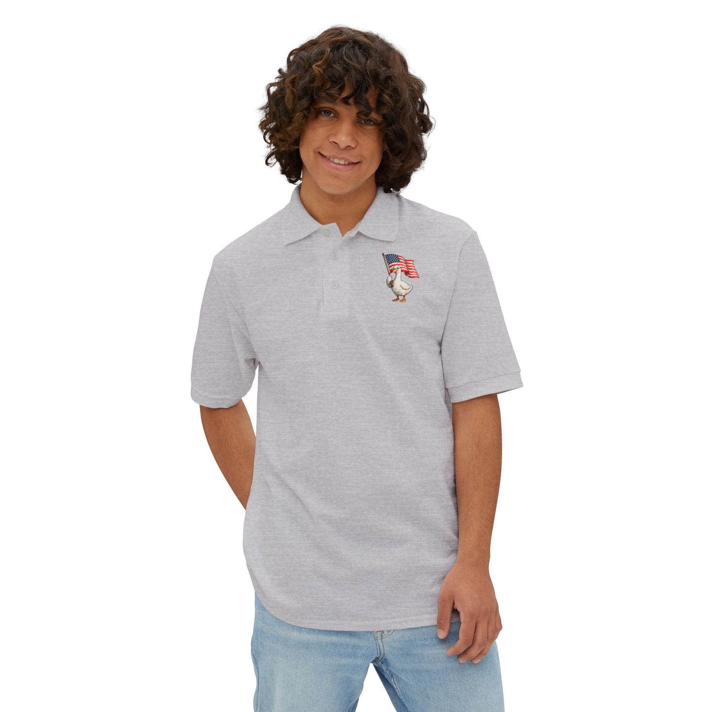 Patriotic Polo Shirt – Men’s Embroidered American Flag Chest Pocket T-Shirt