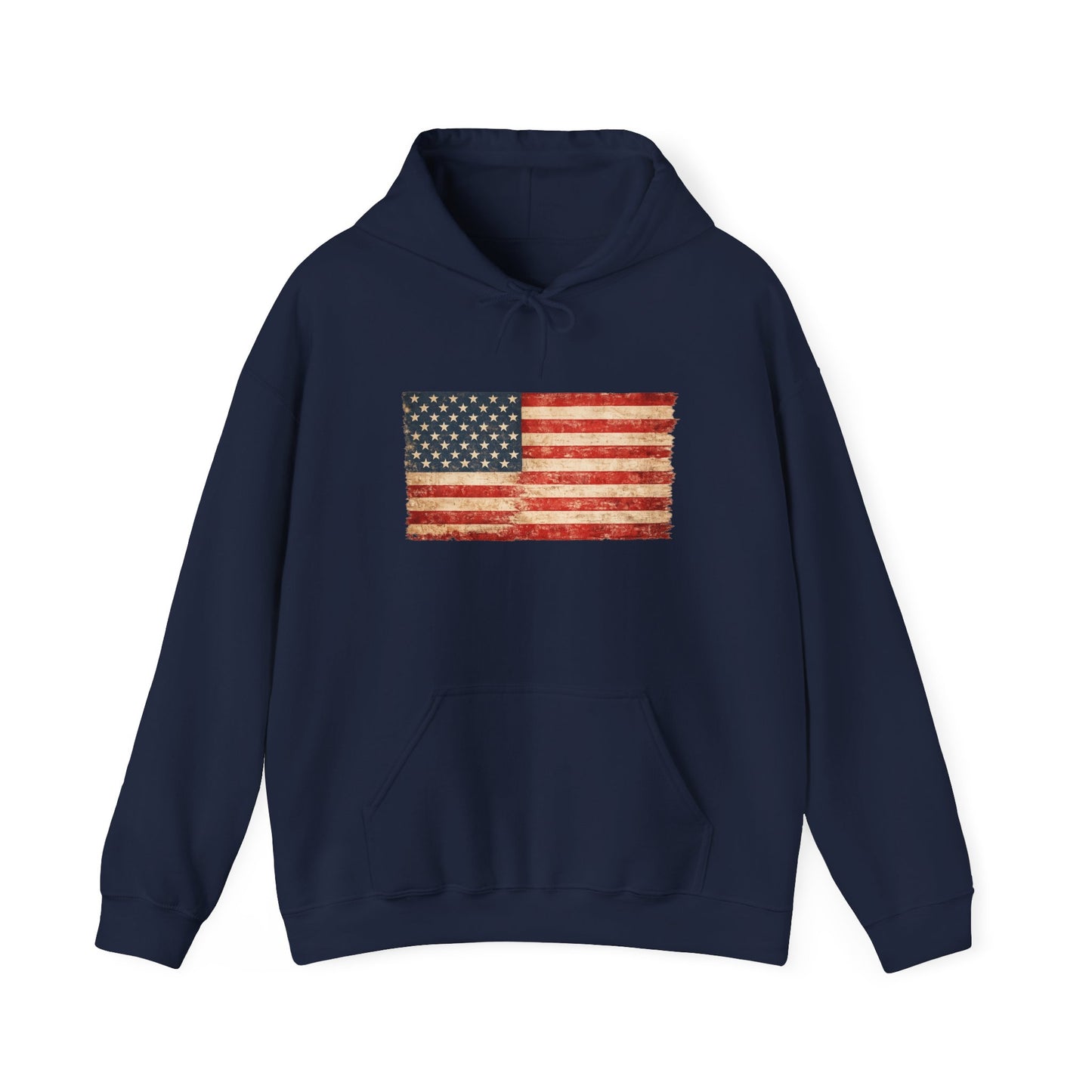 Vintage American Flag Hoodie - Distressed USA Patriotic Pullover