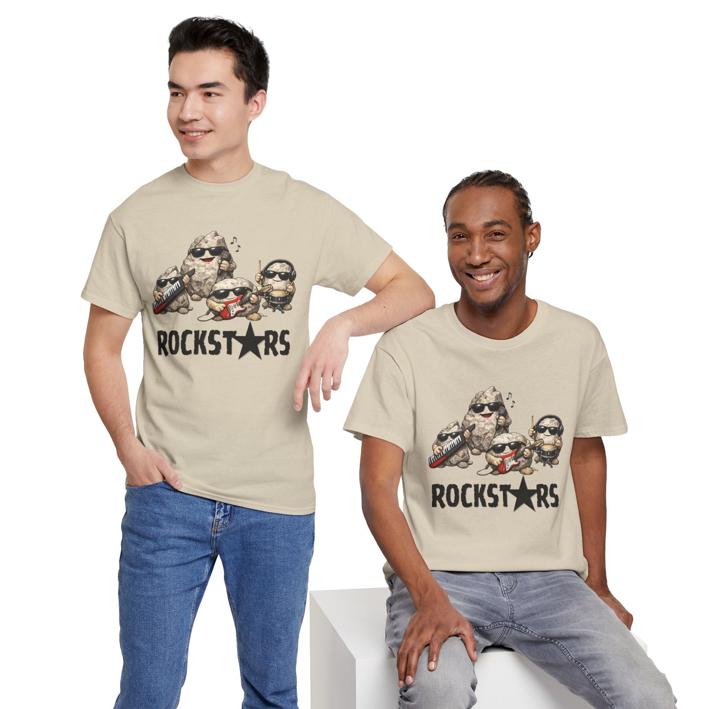 Rockstars Band Tee — Cute Cartoon Rocks Graphic T-Shirt