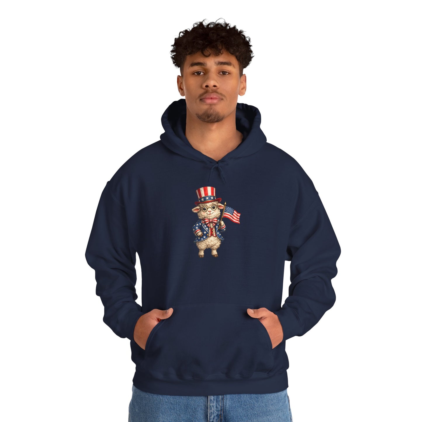 Patriotic Sheep Hoodie — Vintage Uncle Sam Sheep Holding American Flag