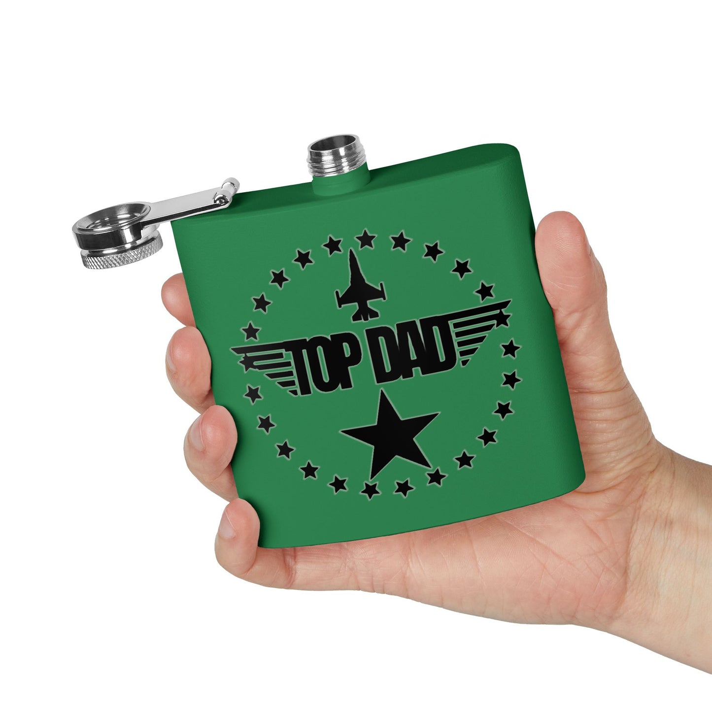 Top Dad Stainless Steel Flask — 6oz Military Pilot Gift for Father’s Day
