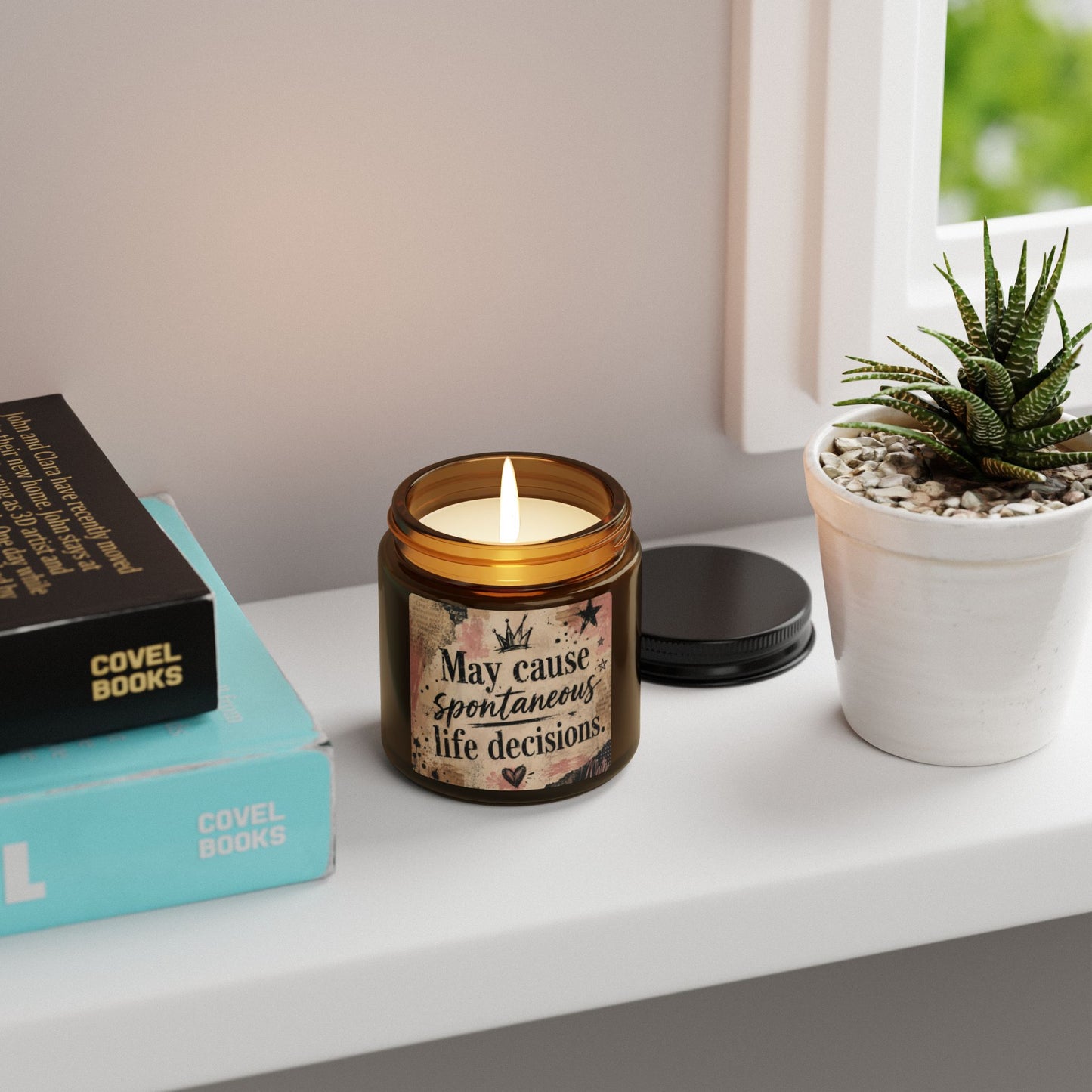 Soy Candle — “May Cause Spontaneous Life Decisions” Amber Jar