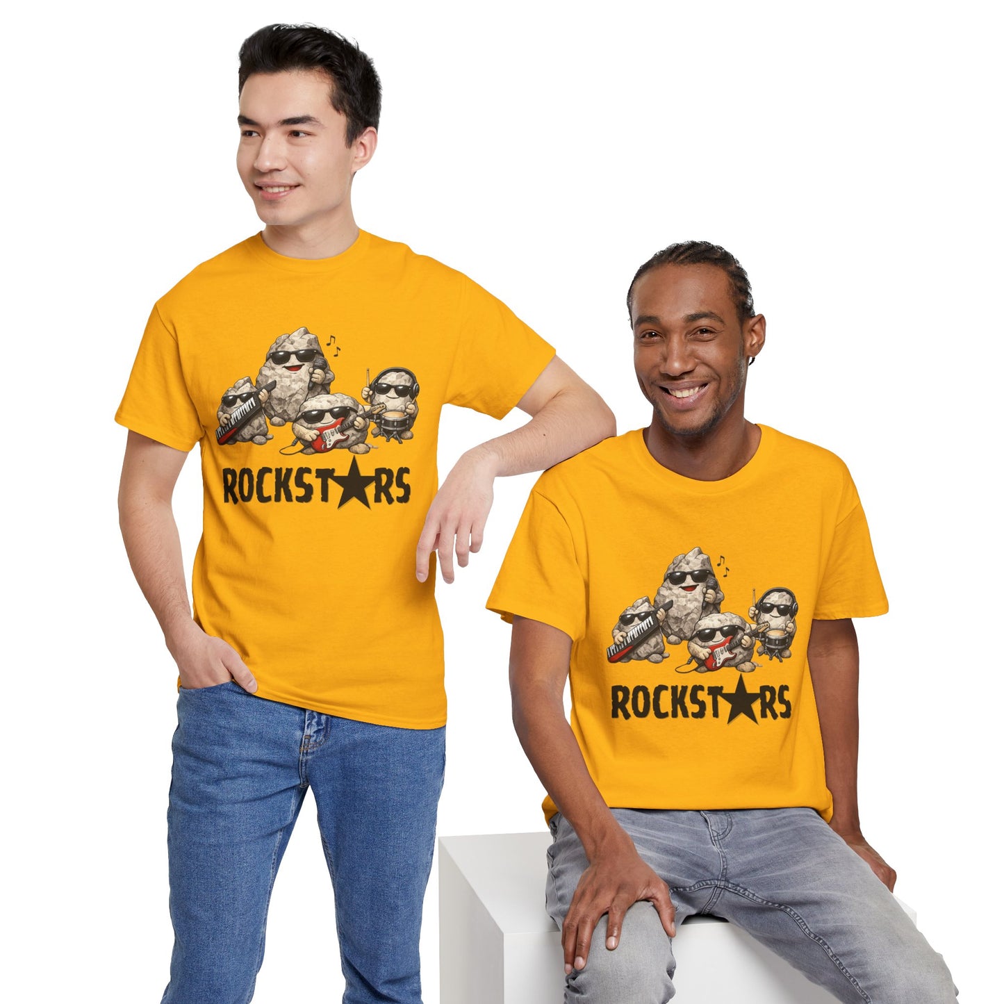 Rockstars Band Tee — Cute Cartoon Rocks Graphic T-Shirt