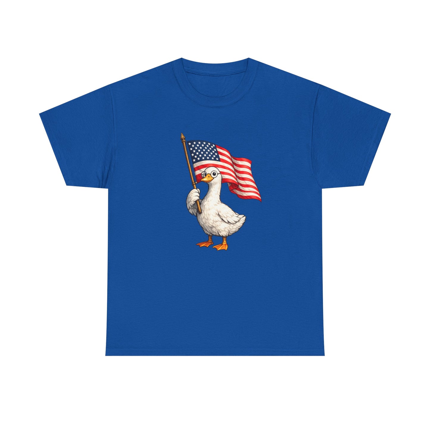 Patriotic Duck T-Shirt – Cute Duck Holding American Flag, 4th of July Tee