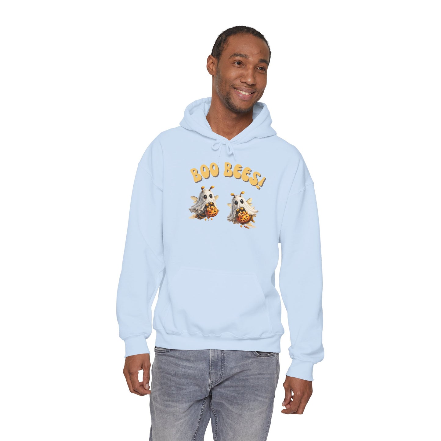 Halloween 'Boo Bees' Hoodie – Cute Ghost Bee Pumpkin Graphic Sweatshirt