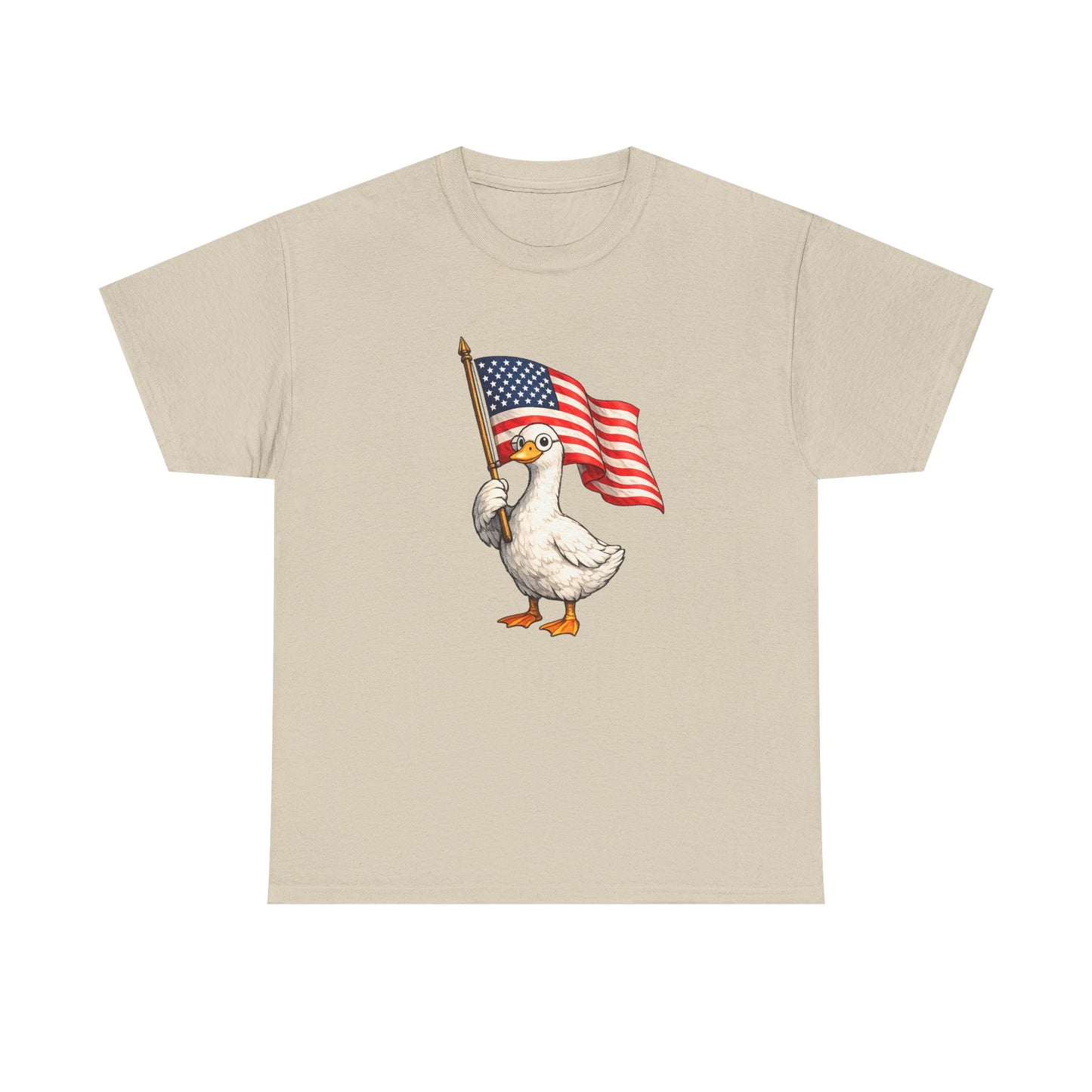 Patriotic Duck T-Shirt – Cute Duck Holding American Flag, 4th of July Tee