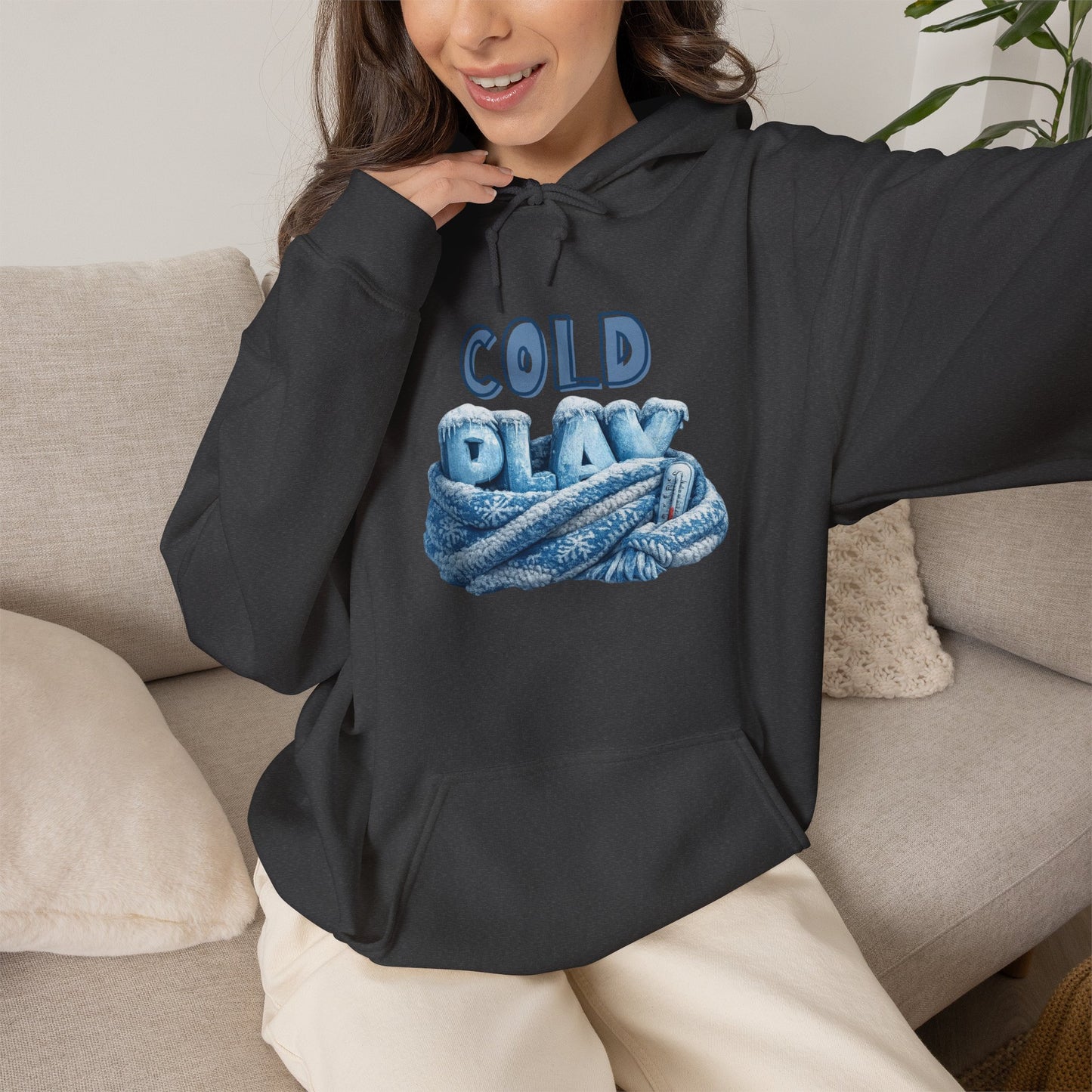Cold Play Rope Graphic Hoodie – Blue Text & Knot Design, Cozy Band-Inspired Pullover