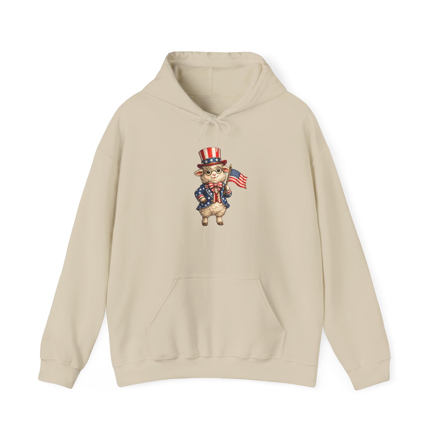 Patriotic Sheep Hoodie — Vintage Uncle Sam Sheep Holding American Flag