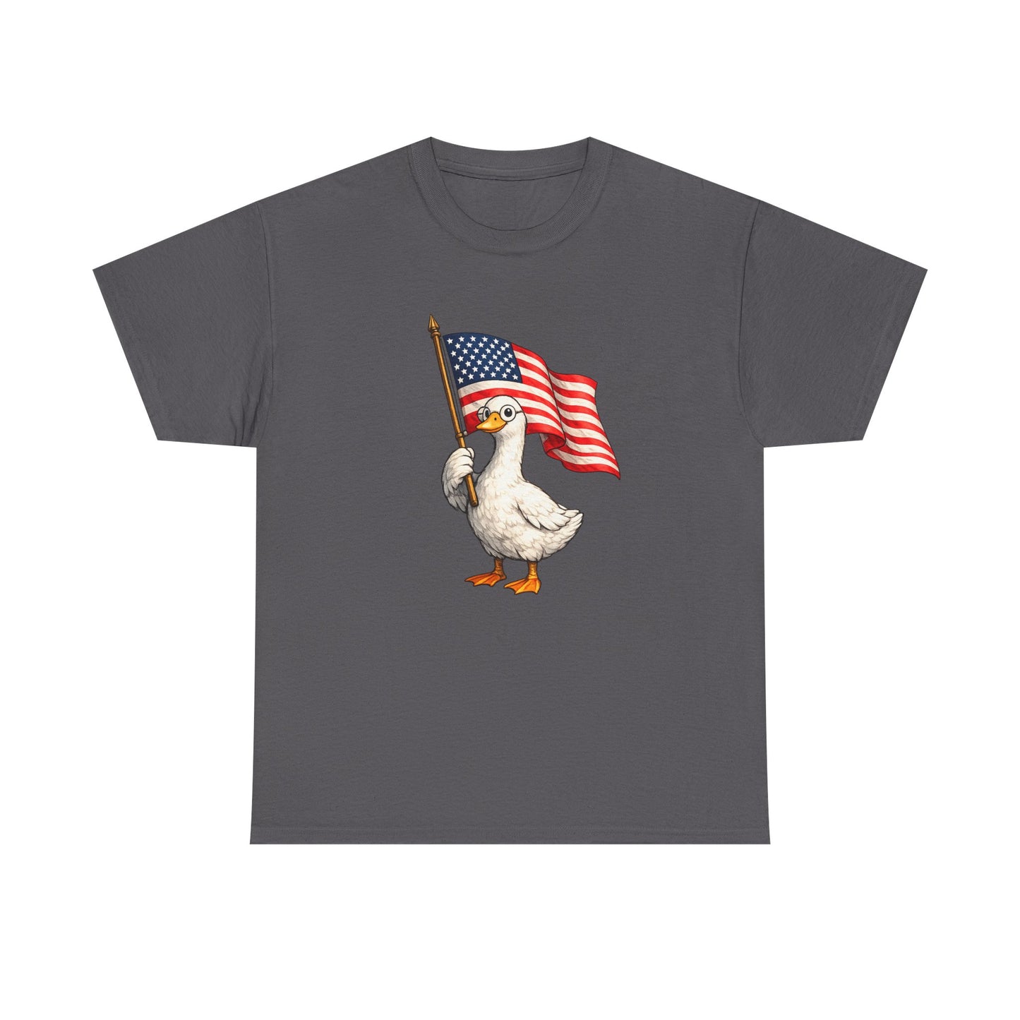 Patriotic Duck T-Shirt – Cute Duck Holding American Flag, 4th of July Tee