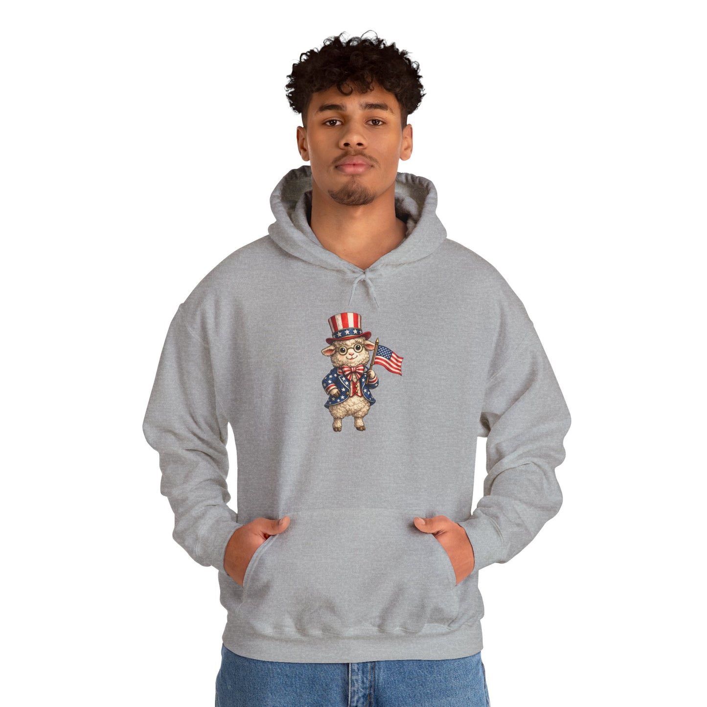 Patriotic Sheep Hoodie — Vintage Uncle Sam Sheep Holding American Flag