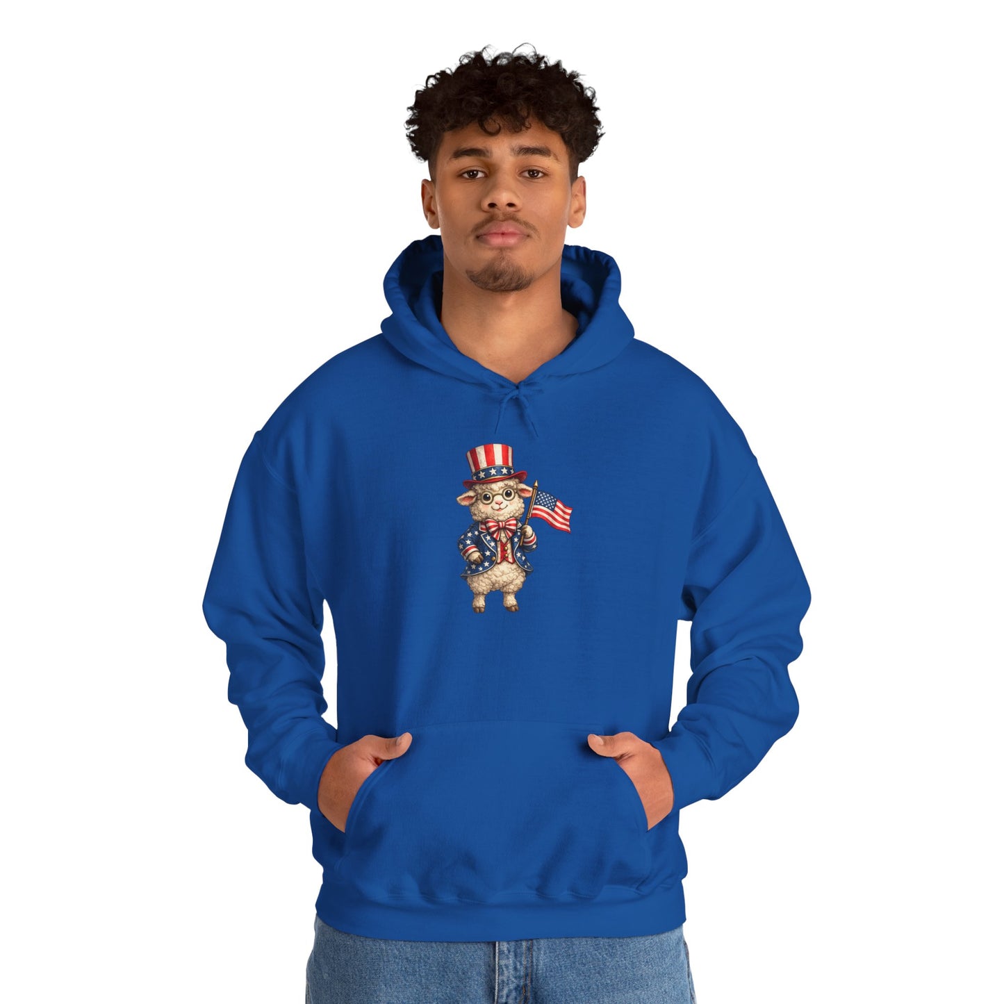Patriotic Sheep Hoodie — Vintage Uncle Sam Sheep Holding American Flag