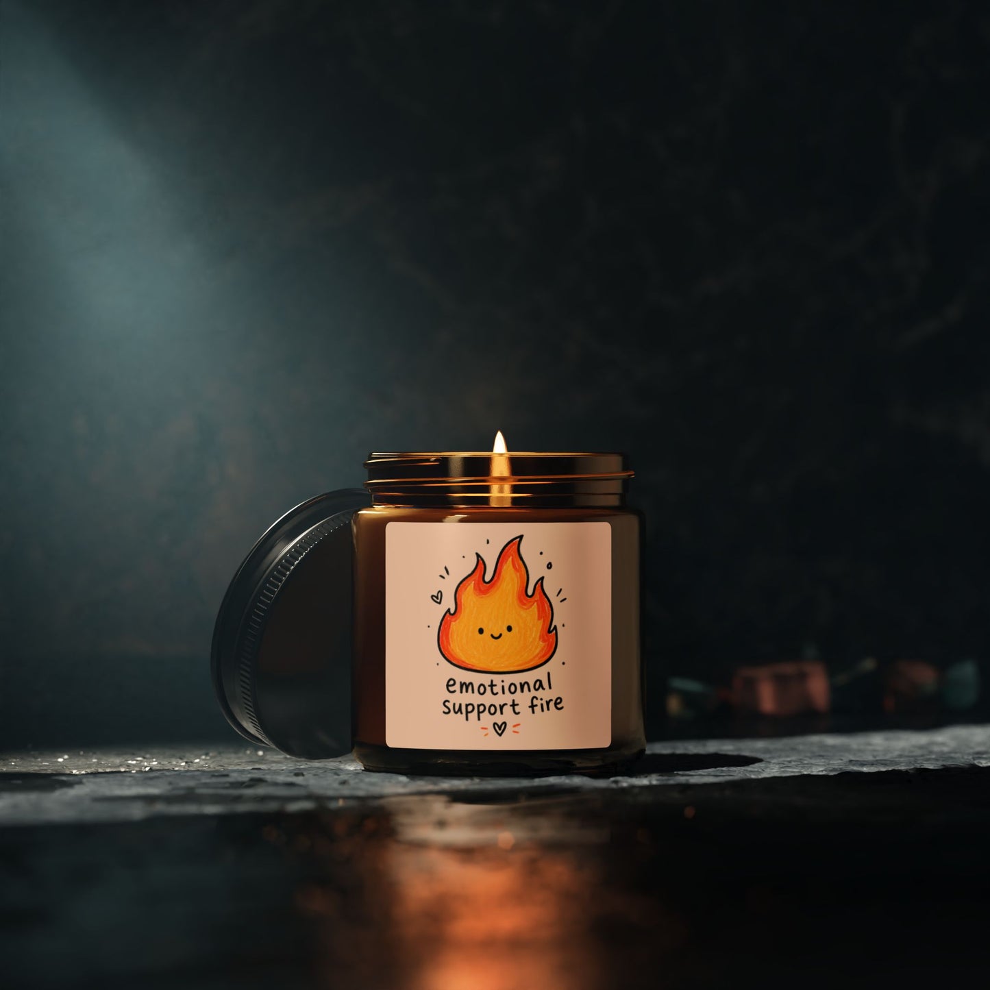 Emotional Support Fire Soy Candle — Amber Jar Scented Candle