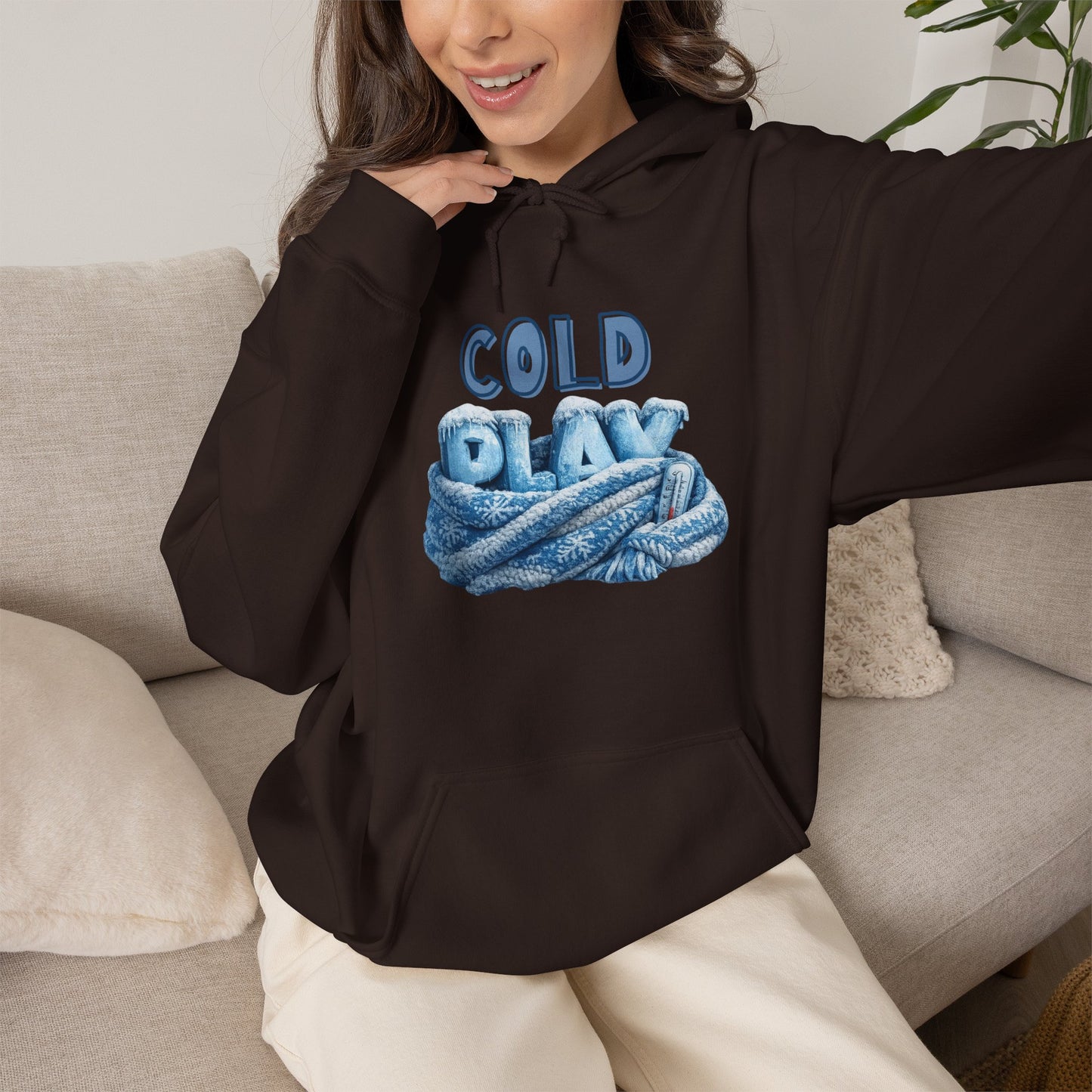 Cold Play Rope Graphic Hoodie – Blue Text & Knot Design, Cozy Band-Inspired Pullover