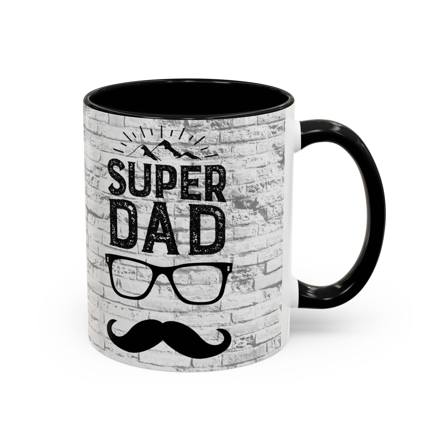 Super Dad Accent Coffee Mug — Father’s Day Mustache & Glasses 11/15oz
