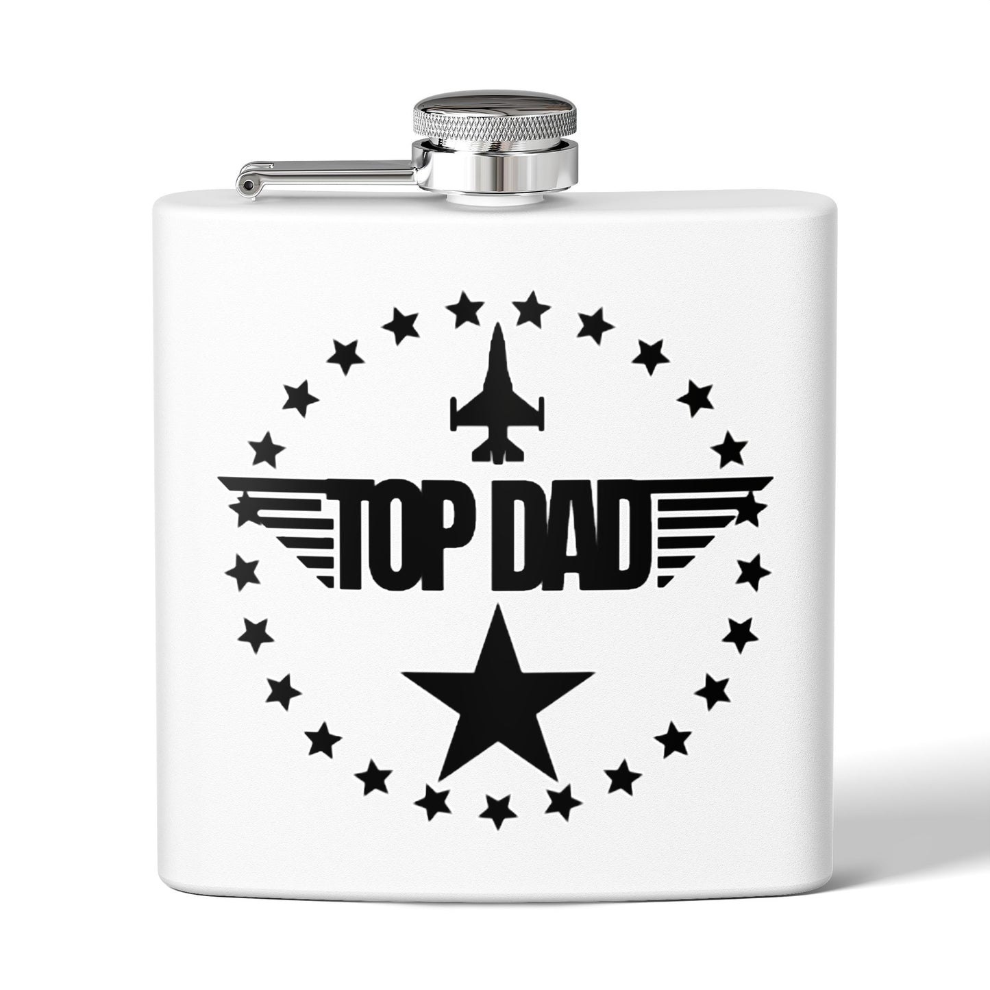 Top Dad Stainless Steel Flask — 6oz Military Pilot Gift for Father’s Day