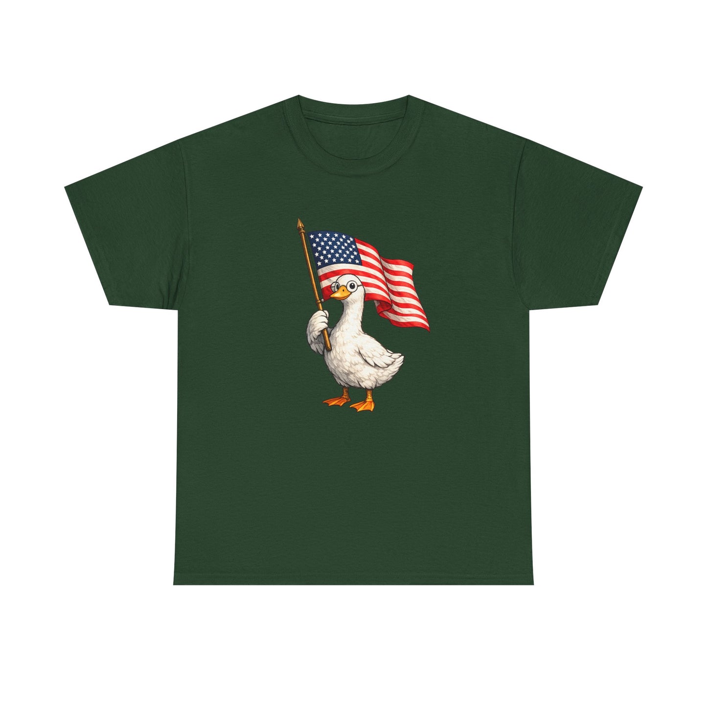 Patriotic Duck T-Shirt – Cute Duck Holding American Flag, 4th of July Tee
