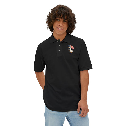 Patriotic Polo Shirt – Men’s Embroidered American Flag Chest Pocket T-Shirt