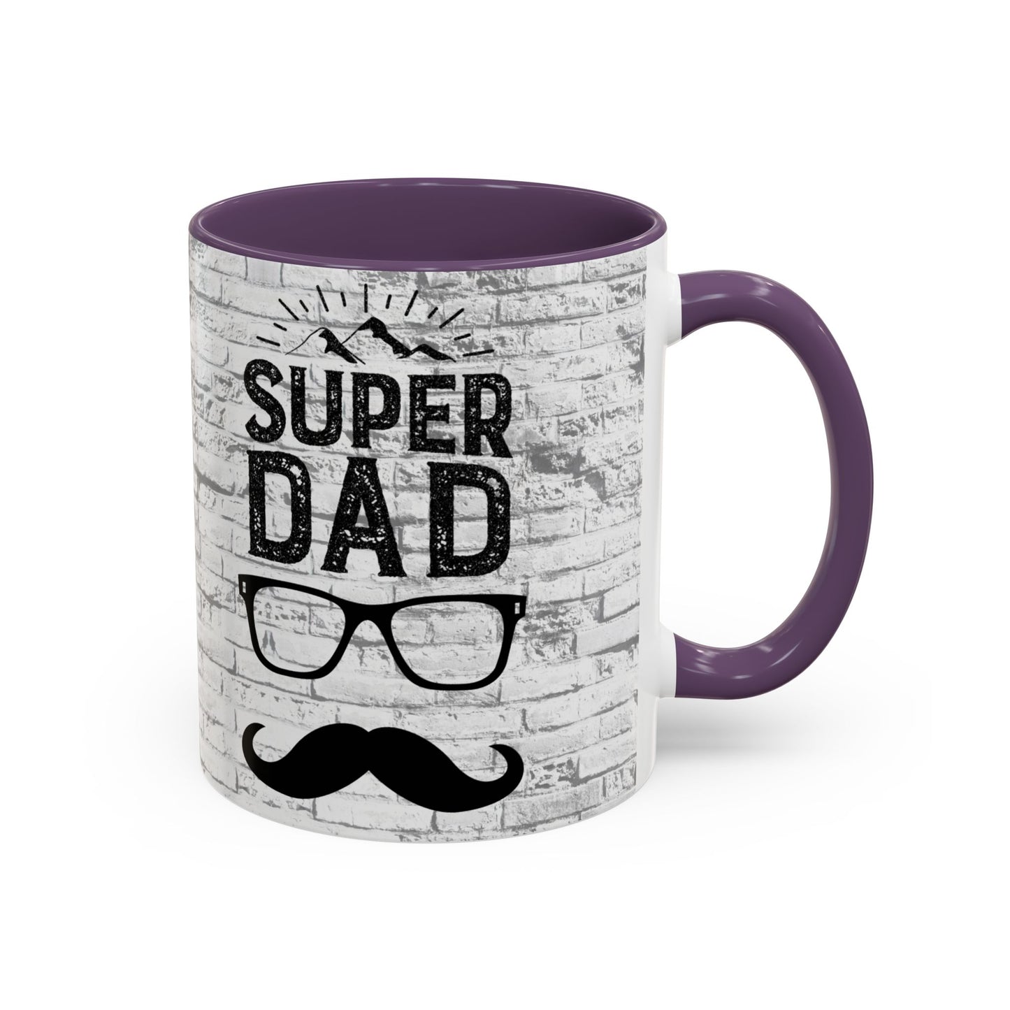 Super Dad Accent Coffee Mug — Father’s Day Mustache & Glasses 11/15oz